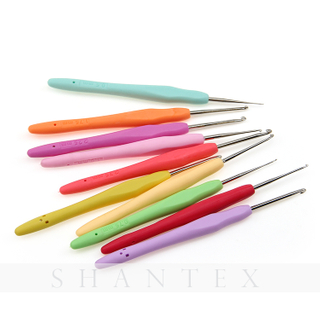 10 Pcs Rainbow Color Rubber Handle Aluminum Hook Croceht Hook for Weaving And Knitting 