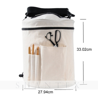 Durable Canvas Large Space Wool Yarn Storage Knitting Crochet Storage Bag with Needle Case 