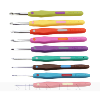9 Pcs Mixed Color Soft Rubber Handle Aluminum Crochet Hook Set Knitting Needles for Weaving And Knitting 